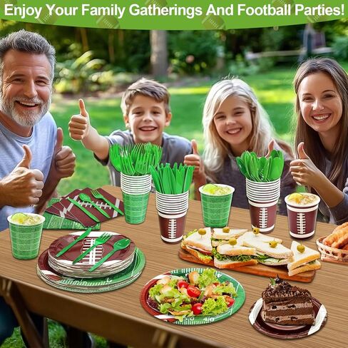 350 Pcs Football Decorations Serve 50 Party Supplies Kits Includes 50 Touch Down Plates, 50 Football Plates, 50 Napkins, 50 Cups, 50 Knives, 50 Forks, 50 Spoons Tableware Decorations in Saudi Arabia