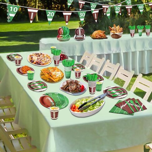 350 Pcs Football Decorations Serve 50 Party Supplies Kits Includes 50 Touch Down Plates, 50 Football Plates, 50 Napkins, 50 Cups, 50 Knives, 50 Forks, 50 Spoons Tableware Decorations in Saudi Arabia