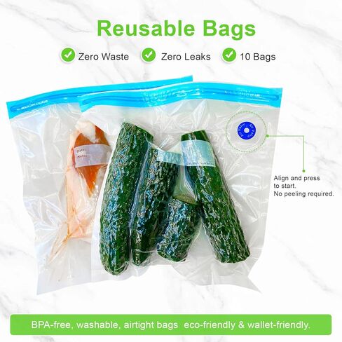 Handheld Vacuum Sealer for Food,Mason Jar Vacuum Sealer + 4Wine Vacuum Stopper +10 Reusable Vacuum Bags,Mini Small Vacuum Sealer Bags for Home,Kitchen,Travel,Fridge Meal Prep,Camping - Black in Saudi Arabia
