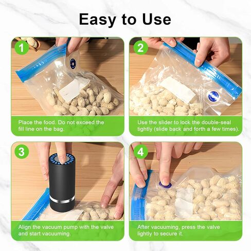 Handheld Vacuum Sealer for Food,Mason Jar Vacuum Sealer + 4Wine Vacuum Stopper +10 Reusable Vacuum Bags,Mini Small Vacuum Sealer Bags for Home,Kitchen,Travel,Fridge Meal Prep,Camping - Black in Saudi Arabia