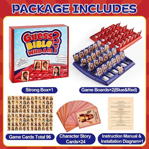 Guess Bible Games Who Am I 24 Holy Bible Characters with Life Story & Verse Cards Christian Guess Board Games Trivia Study Supplies for Sunday School Youth Group Church Religious Catholic Gifts in Saudi Arabia