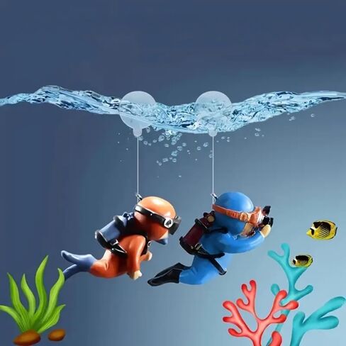 Scuba Diver Fish Tank Decoration - Interactive Floating PVC Accessory with Diving Gear, Adding Color to Lively Aquarium Scenes in Saudi Arabia