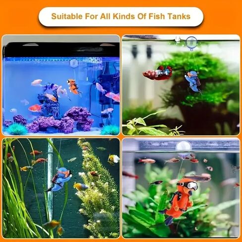 Scuba Diver Fish Tank Decoration - Interactive Floating PVC Accessory with Diving Gear, Adding Color to Lively Aquarium Scenes in Saudi Arabia