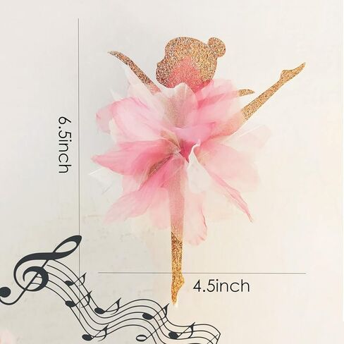 2Sides Pink Tutu Ballerina with 4 Butterflies Cake Topper - Fairy Ballet Theme Cake Decoration for Girl's Anniversary, Baby Shower or Happy Birthday Party Supplies. in Saudi Arabia