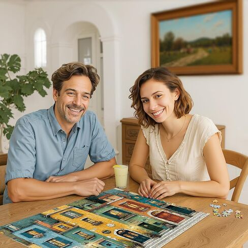 Puzzles for Adults 1000 Pieces, Fall Italy Town Street Vintage Landscape, 1000 Piece Puzzle for Adults Seniors, Jigsaw Puzzles 1000 Pieces with Letters on Back, Fun Gifts Decor, 1:1 Poster in Saudi Arabia