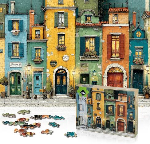 Puzzles for Adults 1000 Pieces, Fall Italy Town Street Vintage Landscape, 1000 Piece Puzzle for Adults Seniors, Jigsaw Puzzles 1000 Pieces with Letters on Back, Fun Gifts Decor, 1:1 Poster in Saudi Arabia