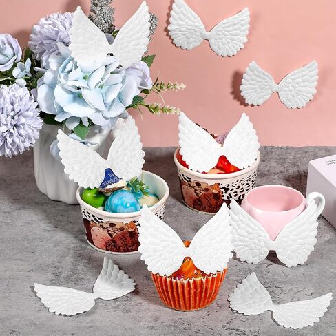 40 Pcs Angel Wings for Crafts Glitter Fabric Cute Small Fabric Angel Wings Patches White Embossed Wing Patches Sequined Applique Sew on Doll DIY Backpack Patch Clothing in Saudi Arabia