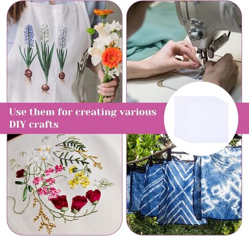 20 Pcs Embroidery Fabric, 10x10 Inch Pre-Cut White Cotton Fabric Squares, Quilting Squares Bundle Layer Cakes Embroidery Cloth for Garment Craft DIY Craft Sewing Making (White) in Saudi Arabia