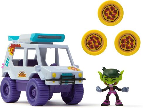 DC Comics Teen Titans Go! T-Car Pizza Launcher, Beast Boy Action Figure Set with Interactive Features, Kids Toys for Boys and Girls 4 and Up in Saudi Arabia