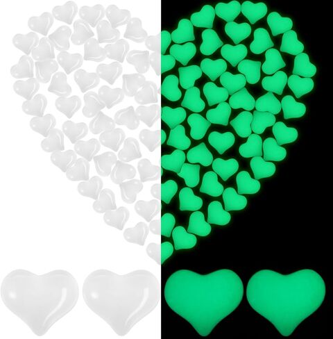 200 Pcs Valentine's Day Glow in The Dark Heart Shaped Gems Mini Resin Luminous Heart Shaped Beads for Table Scatter Wedding Party Favor Vase Filler (Multiple Colors) in Saudi Arabia