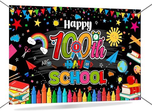 Mocsicka 100th Day of School Backdrop Banner Kids Classroom 100 Days of School Decorations Photography Background Party Supplies 70.8 x 43.3 Inch in Saudi Arabia
