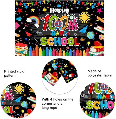 Mocsicka 100th Day of School Backdrop Banner Kids Classroom 100 Days of School Decorations Photography Background Party Supplies 70.8 x 43.3 Inch in Saudi Arabia