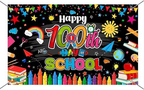 Mocsicka 100th Day of School Backdrop Banner Kids Classroom 100 Days of School Decorations Photography Background Party Supplies 70.8 x 43.3 Inch in Saudi Arabia