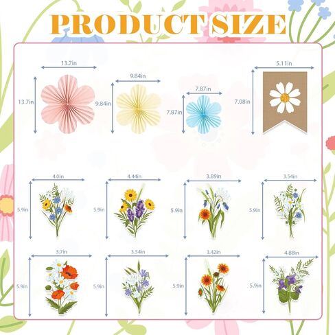 Hello Spring Party Decorations Include Flowers Hello Spring Banners Hanging Paper Fans Spring Theme Party Supplies in Saudi Arabia