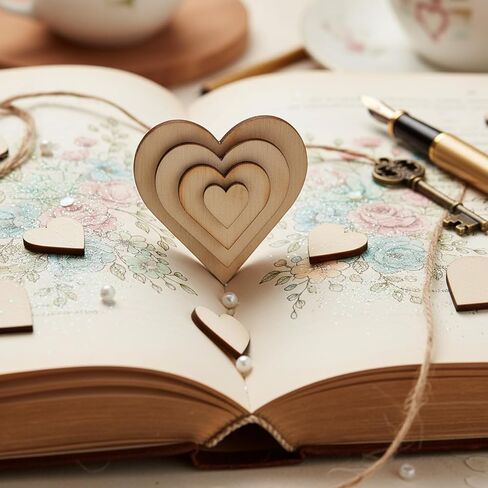 200Pcs Wooden Hearts for Crafts, 0.39/0.78/1.18/1.57in Small Wood Hearts Cutout Slices Blank Heart Shapes Sign Tags for Valentines Wedding Christmas Birthday Decorations in Saudi Arabia