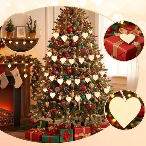 200Pcs Wooden Hearts for Crafts, 0.39/0.78/1.18/1.57in Small Wood Hearts Cutout Slices Blank Heart Shapes Sign Tags for Valentines Wedding Christmas Birthday Decorations in Saudi Arabia