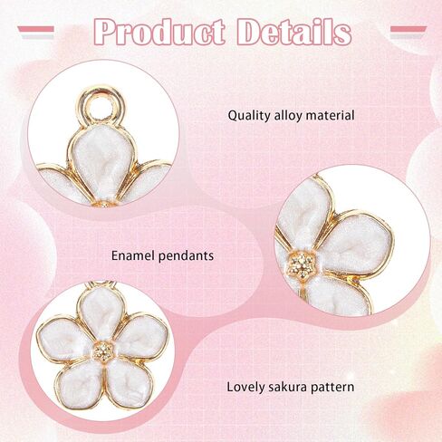 40 Pcs Small Flower Enamel Charms, Gold Plated Enamels Cherry Blossoms Decor Small Flower Charms for DIY Crafts Bracelets Necklaces Earrings Purse Keychains Handmade Gifts Accessories in Saudi Arabia