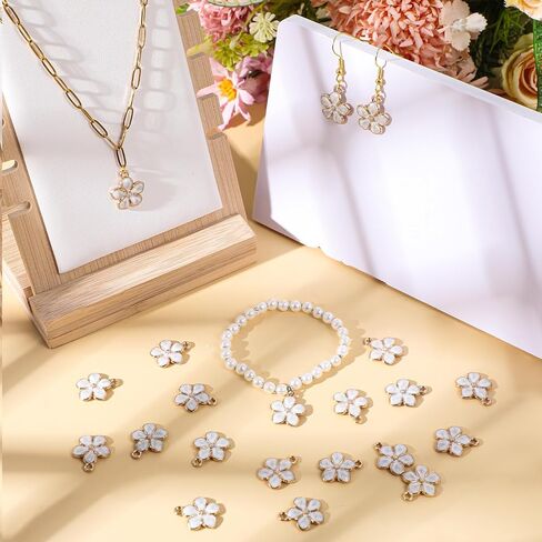 40 Pcs Small Flower Enamel Charms, Gold Plated Enamels Cherry Blossoms Decor Small Flower Charms for DIY Crafts Bracelets Necklaces Earrings Purse Keychains Handmade Gifts Accessories in Saudi Arabia