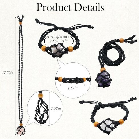 Knana 12Pcs Adjustable Crystals Cage Necklace Cord Crystal Holder Cage Necklace Bracelet Hand-Woven Crystals Pendant Replacement Rope for for DIY Jewelry Making (Black, Brown, White) in Saudi Arabia