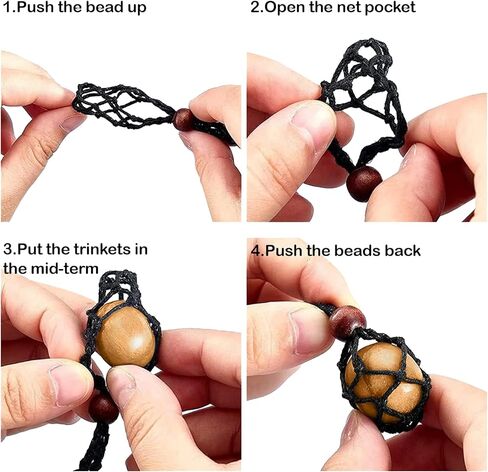 Knana 12Pcs Adjustable Crystals Cage Necklace Cord Crystal Holder Cage Necklace Bracelet Hand-Woven Crystals Pendant Replacement Rope for for DIY Jewelry Making (Black, Brown, White) in Saudi Arabia