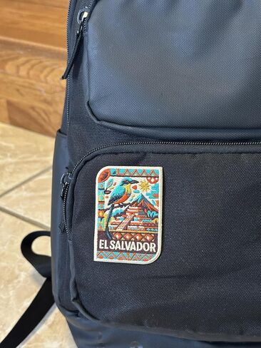 Vagabond Heart El Salvador Patch - San Salvador Iron On Travel Badge - Torogoz and Mayan Ruins Souvenir in Saudi Arabia