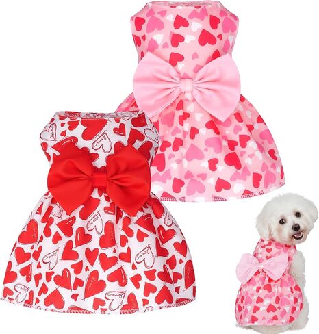 choyaxo Valentine Dog Dress Cute Dog Skirt Dogs Valentine Outfit Summer Pet Clothes for Puppy Cats in Saudi Arabia