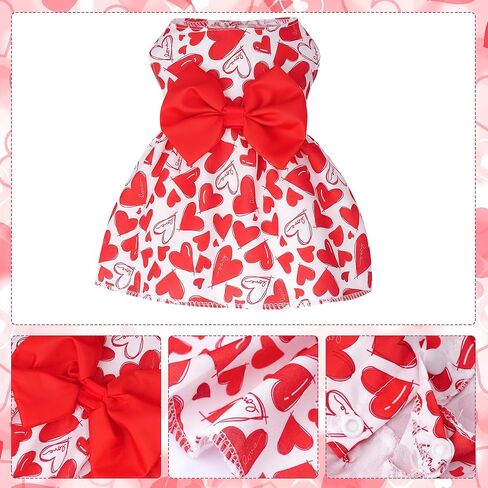 choyaxo Valentine Dog Dress Cute Dog Skirt Dogs Valentine Outfit Summer Pet Clothes for Puppy Cats in Saudi Arabia