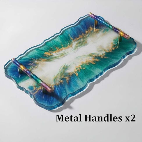 Geode Agate Silicone Tray Mold with Silicone Handles and Resin Casting Mold for DIY Faux Agate Serving Tray, Epoxy Resin Art, Home Décor Crafts & Handmade Gifts (Set 2) in Saudi Arabia