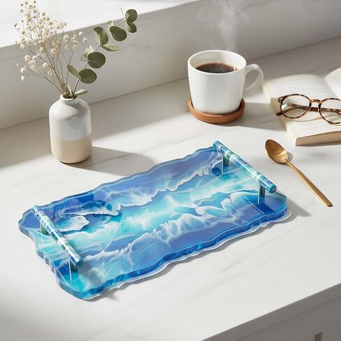 Geode Agate Silicone Tray Mold with Silicone Handles and Resin Casting Mold for DIY Faux Agate Serving Tray, Epoxy Resin Art, Home Décor Crafts & Handmade Gifts (Set 2) in Saudi Arabia