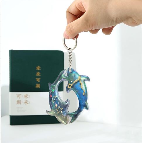 104pcs Resin Molds Keychain Silicone Molds Zodiac Sign Epoxy Casting Mold 12 Constellation Jewelry Making Molds Astrology Horoscope with 24pcs Tassels, 24pcs Keychain Rings (104PCS) in Saudi Arabia