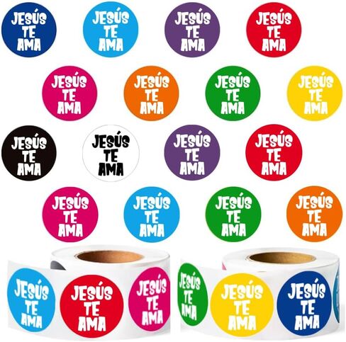 Spanish Jesus Love You Stickers - 400 Pcs Roll, Christian Religious Self-Adhesive Stickers for Gift Wrapping, Bullet Journal, Church Events, Crafts in Saudi Arabia
