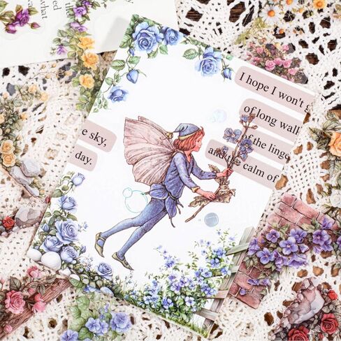 180pcs Courtyard Corner Flower Stickers for Scrapbooking Journaling Vintage Flowers Self-Adhesive Scrapbook Stickers Aesthetic Floral Sticker Pack Scrapbook Kit Junk Journal Supplies in Kuwait