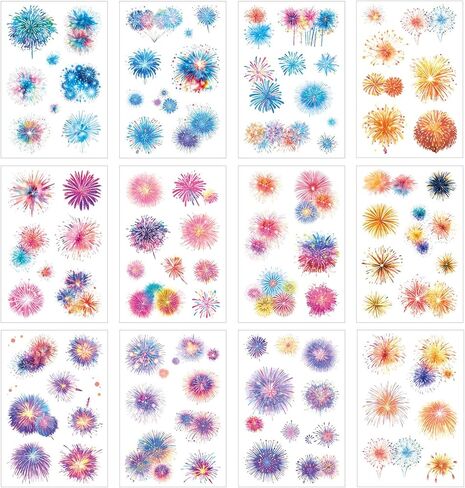 24 Sheets Firework Theme Stickers – 200PCS Die-Cut Stickers for Scrapbooking, Journal Supplies, Collage, DIY Paper Arts Decorative, Fall Party Favors in Saudi Arabia