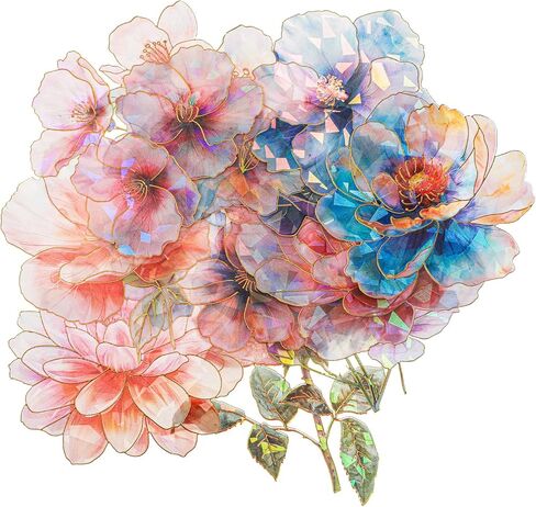 30Pcs Glitter Sparkly Flower Stickers - Bling Stickers for Stamping Handmade Work DIY Craft, Floral Sticker for Scrapbook Collage Journal, Phone Case, Luggage, Bottle in Saudi Arabia