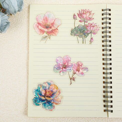30Pcs Glitter Sparkly Flower Stickers - Bling Stickers for Stamping Handmade Work DIY Craft, Floral Sticker for Scrapbook Collage Journal, Phone Case, Luggage, Bottle in Saudi Arabia
