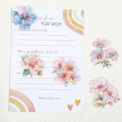 30Pcs Glitter Sparkly Flower Stickers - Bling Stickers for Stamping Handmade Work DIY Craft, Floral Sticker for Scrapbook Collage Journal, Phone Case, Luggage, Bottle in Saudi Arabia