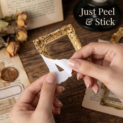 120 قطعة من ملصقات الإطار العتيق، حدود زخرفية ذاتية اللصق لمستلزمات سكرابوكينغ، شارات إطار الصورة ذات الطراز العتيق لصنع البطاقات in Kuwait