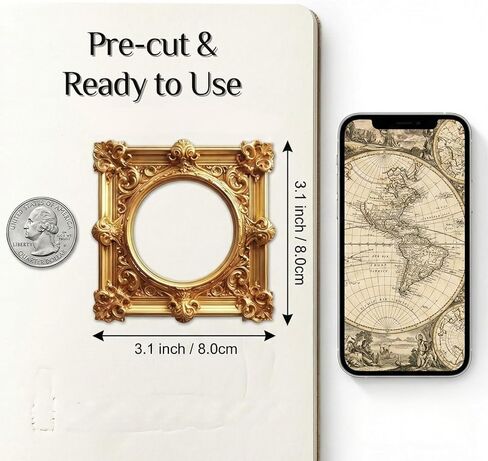 120 قطعة من ملصقات الإطار العتيق، حدود زخرفية ذاتية اللصق لمستلزمات سكرابوكينغ، شارات إطار الصورة ذات الطراز العتيق لصنع البطاقات in Kuwait