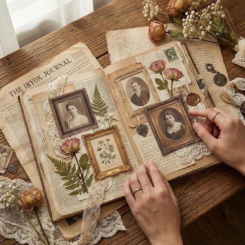 120 قطعة من ملصقات الإطار العتيق، حدود زخرفية ذاتية اللصق لمستلزمات سكرابوكينغ، شارات إطار الصورة ذات الطراز العتيق لصنع البطاقات in Kuwait