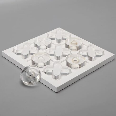 NIKKY HOME Acrylic Tic Tac Toe Wood Board Game Classic Coffee Table Decor Decorative Wooden Travel Game for Family, White in Saudi Arabia