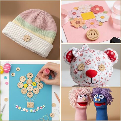 50 Pcs Wooden Handmade with Love Buttons Crafts Assorted Buttons 2 Holes Round Sewing Button Letter Wooden Button for Gift Giving Crochet Knitting Craft Projects Scrapbook Clothing Hats (20mm) in Saudi Arabia
