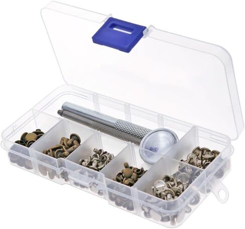 120 Set New Leather Rivets Single Cap Rivets Tubular Metal Studs with Fixing Tool Kit for Leather Craft Repairing in Saudi Arabia