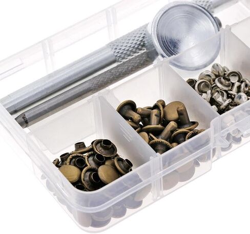 120 Set New Leather Rivets Single Cap Rivets Tubular Metal Studs with Fixing Tool Kit for Leather Craft Repairing in Saudi Arabia