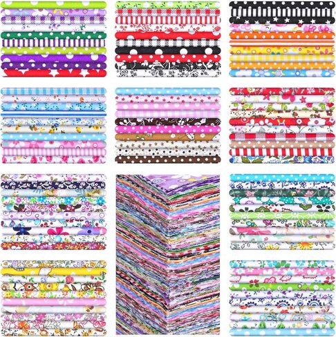 500 Pcs Cotton Fabric Squares, 4 X 4 Inch Precut Fabric Squares Printed Quilt Square Material Cotton Craft Fabrics Bundle DIY Sewing Quarters Bundle for Sewing Scrapbooking Quilting Craft Patchwork in Saudi Arabia