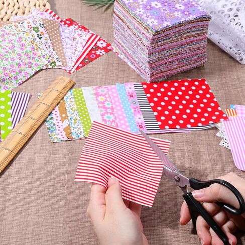 500 Pcs Cotton Fabric Squares, 4 X 4 Inch Precut Fabric Squares Printed Quilt Square Material Cotton Craft Fabrics Bundle DIY Sewing Quarters Bundle for Sewing Scrapbooking Quilting Craft Patchwork in Saudi Arabia