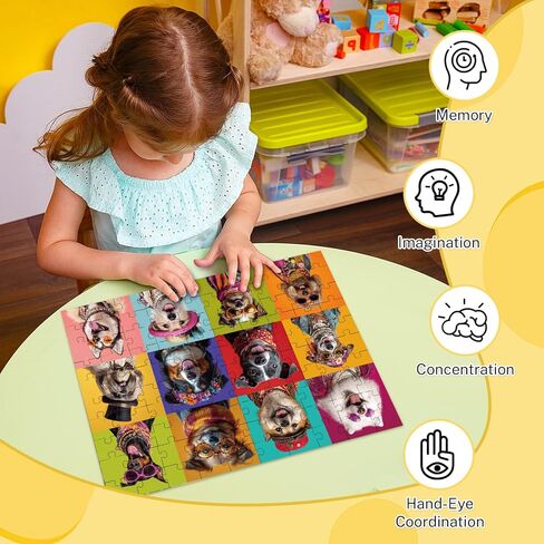 100 قطعة ألغاز للأطفال الذين تتراوح أعمارهم بين 4-6 و6-8 و8-10، 4 عبوات من الحيوانات اللطيفة والكلاب والقطط والكعك للأطفال الذين تتراوح أعمارهم بين 3-5 و4-6 و5-8، و100 قطعة ألغاز كبيرة للبالغين وكبار السن، هدية ألغاز تعليمية (15x10 بوصة) in Kuwait