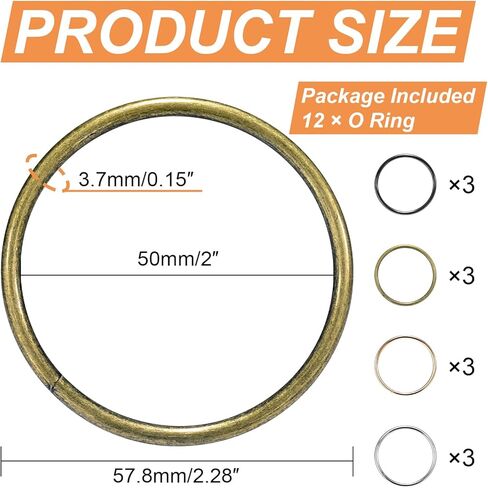 CooBigo 12Pack 2" O Rings Metal Buckle Loops Crafts Purse Bag Webbing Strap Backpack Making Dog Leash Collar Hardware (Large, Assorted Color) in Saudi Arabia