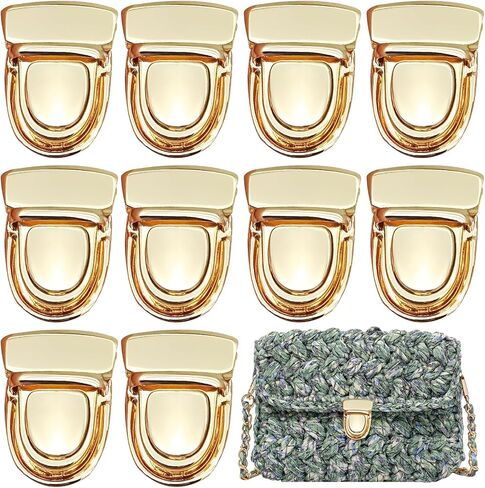 10 PCS Turn Lock Clasps Purse Tongue Lock Thumb Locks Wallet Buckle Purse Metal Fasteners Duck Tongue Snap Closure Metal Hardware Clips Kit for DIY Handbag Shoulder Handle Bags in Saudi Arabia