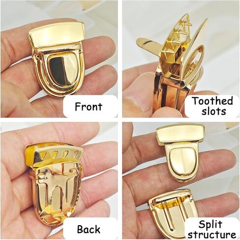 10 PCS Turn Lock Clasps Purse Tongue Lock Thumb Locks Wallet Buckle Purse Metal Fasteners Duck Tongue Snap Closure Metal Hardware Clips Kit for DIY Handbag Shoulder Handle Bags in Saudi Arabia
