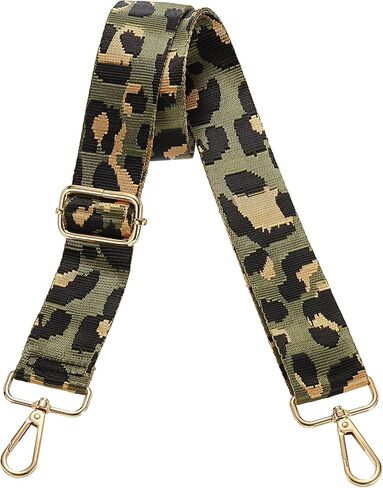 uxcell Purse Straps Replacement Crossbody, 1.5 Inch Wide Shoulder Bag Strap Adjustable Canvas Straps for Handbag Wallet Clutch Bags with Light Gold Buckle, Dark Green Leopard in Saudi Arabia